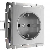 Веркель Розетка с/з серебряный рифленый IP20  W1171009