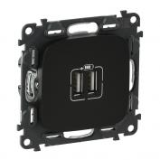 Валена Аллюр Розетка 2-я USB 240В/5В 2400мА Антрацит