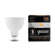 Лампа Gauss LED MR16 5W SMD AC220-240V 2700K  диммируемая (1/10)
