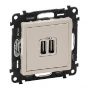Валена Лайф Розетка 2-ая USB 240В/5В 1500мА с накл.Крем