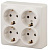 ЭРА Розетка 4х2P+E Schuko со шторками, 16A-250В, IP20, ОУ, Эра Эксперт, Крем 1/8
