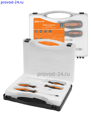Набор отверток 4 шт.: SL3x75, SL5х100, PH1х75, PH2х100 (пласт. чемодан), CR-V 